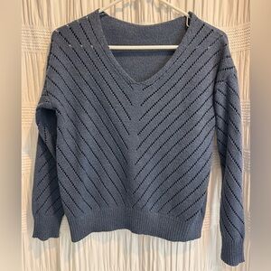 Women's Blue V-Neck Sweater